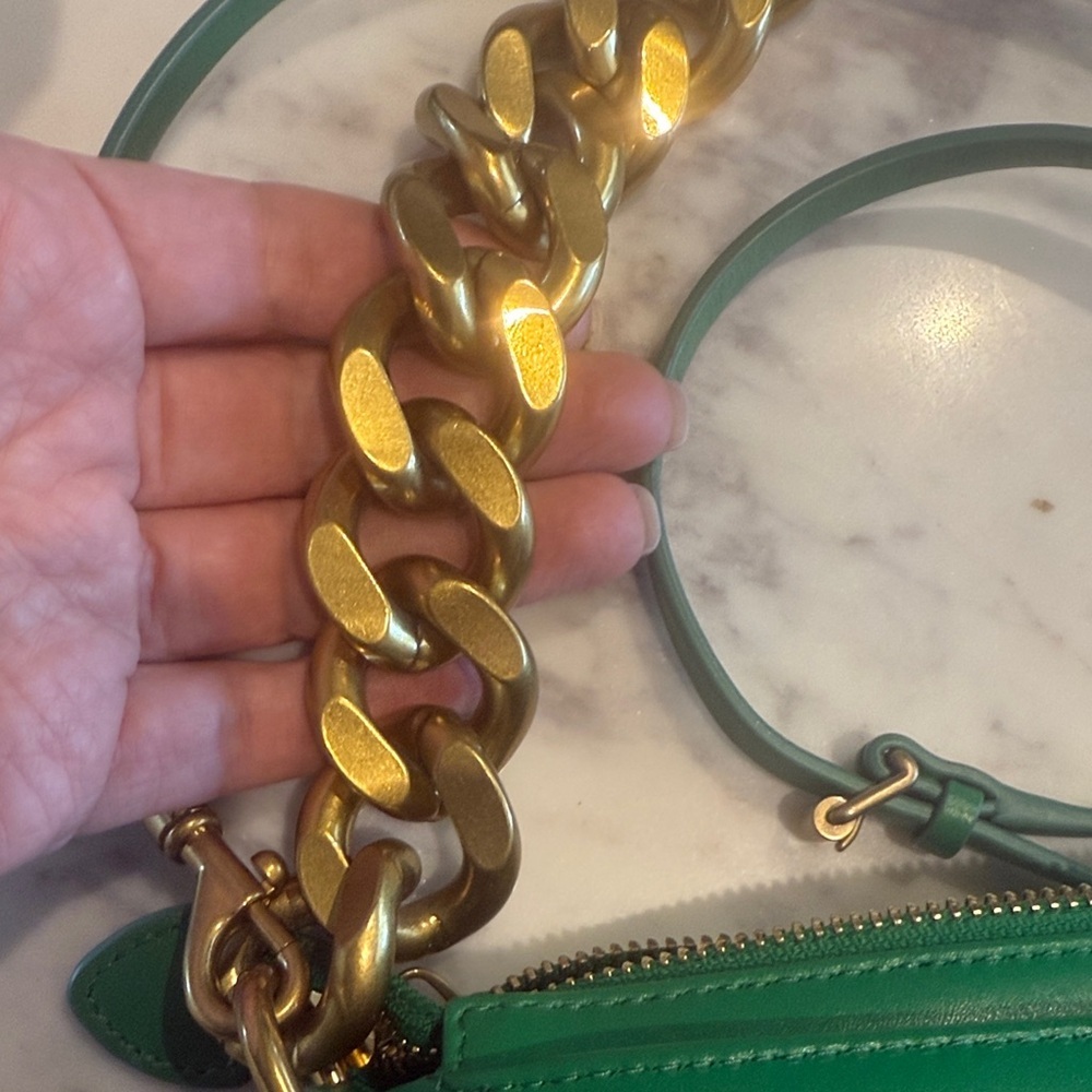 Rebecca Minkoff Green Crossbody Bag with Gold Chain - Picture 4 of 12